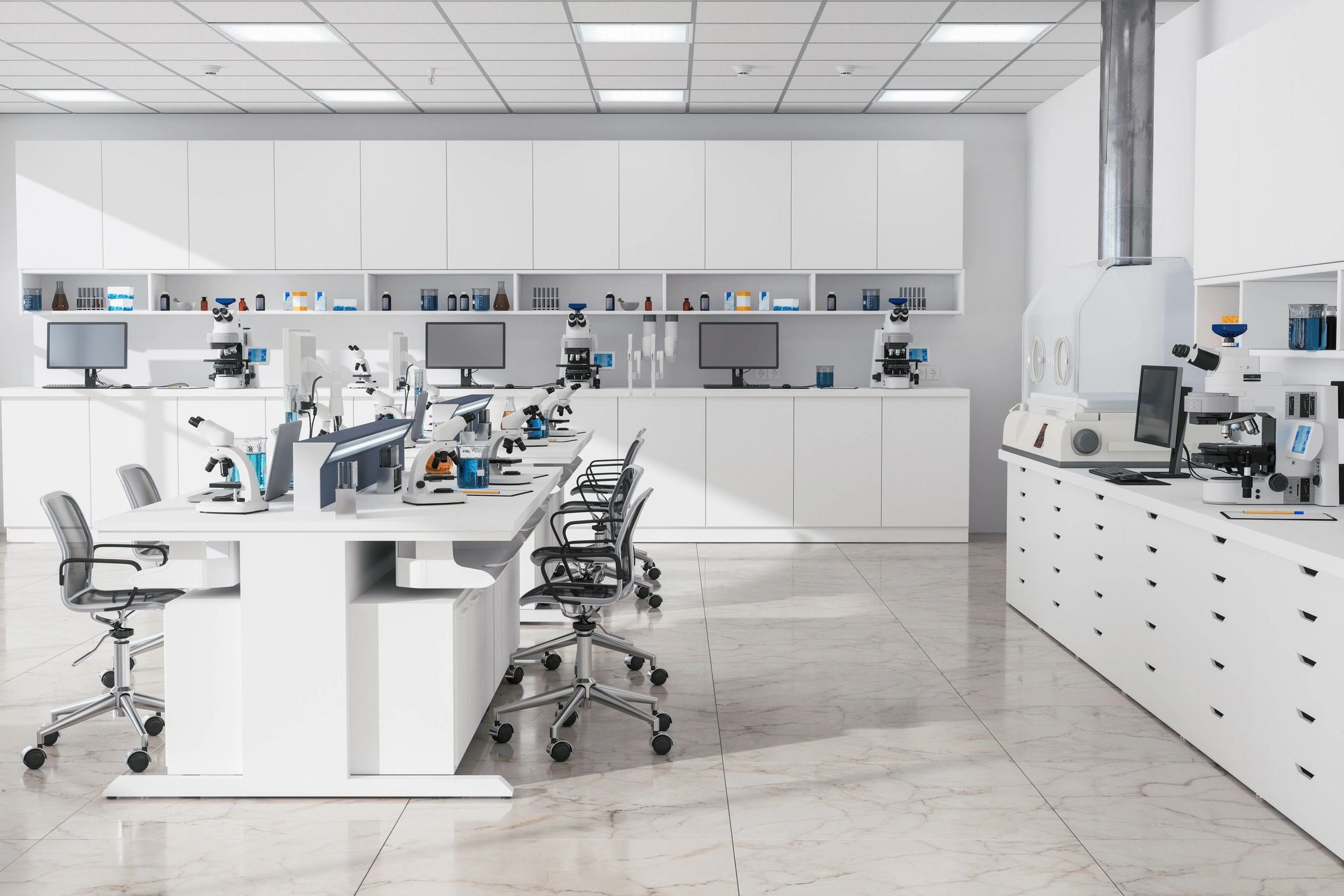 Clean, modern laboratory environment representing Elevate Peps' clinical quality standards